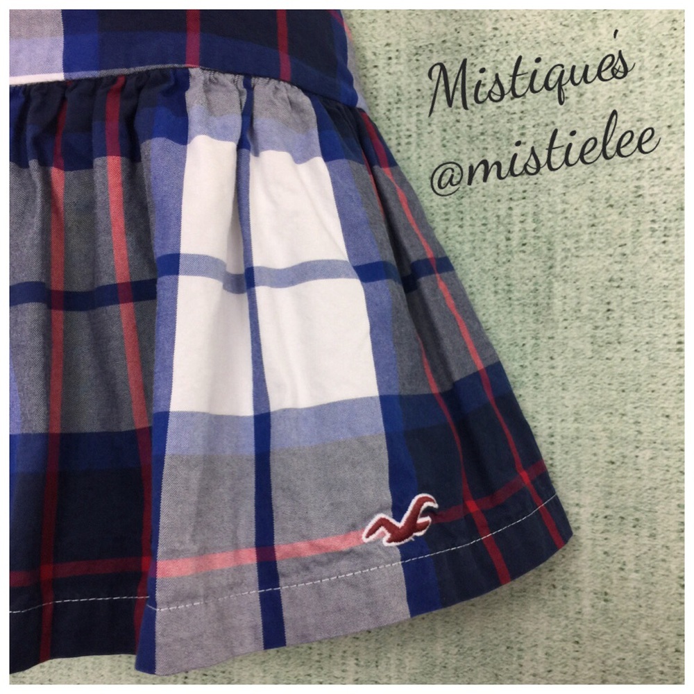 HOLLISTER 100% Cotton Wide Low Waist Red White Blue Plaid Skirt Size 9